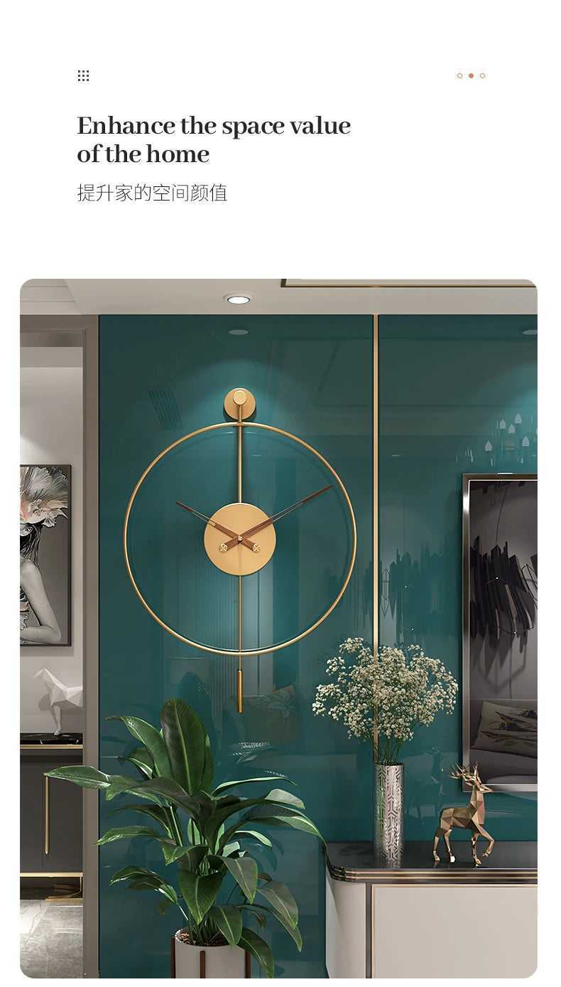 Spanish Minimalist Metal Wall Clock No Drill Installation Modern Industrial Style Large Silent Quartz Clock for Living Room