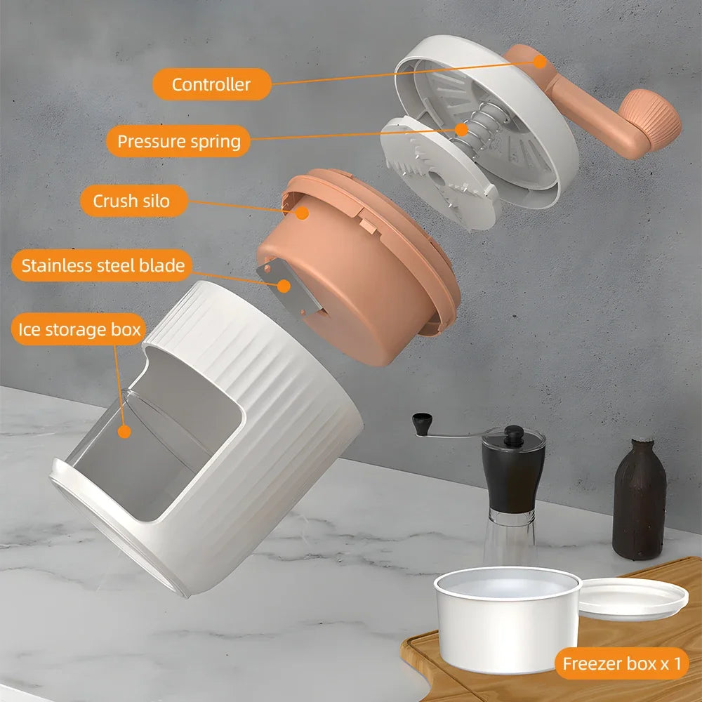 Household Hand Ice Crusher Stainless Steel Blade Fast Ice Crushing Removable Cleaning Slushie Maker Machine  Ice Crusher Summer