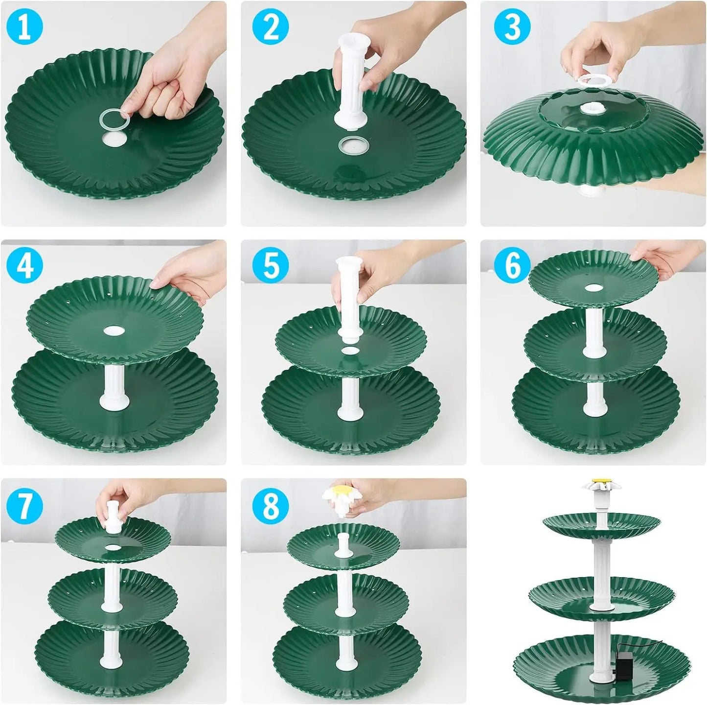 3-Tier Solar Bird Bath Fountain 3.5W solar pump, detachable 3-tier design. Attracts birds with flowing water – no wiring needed. Perfect garden & patio decor.