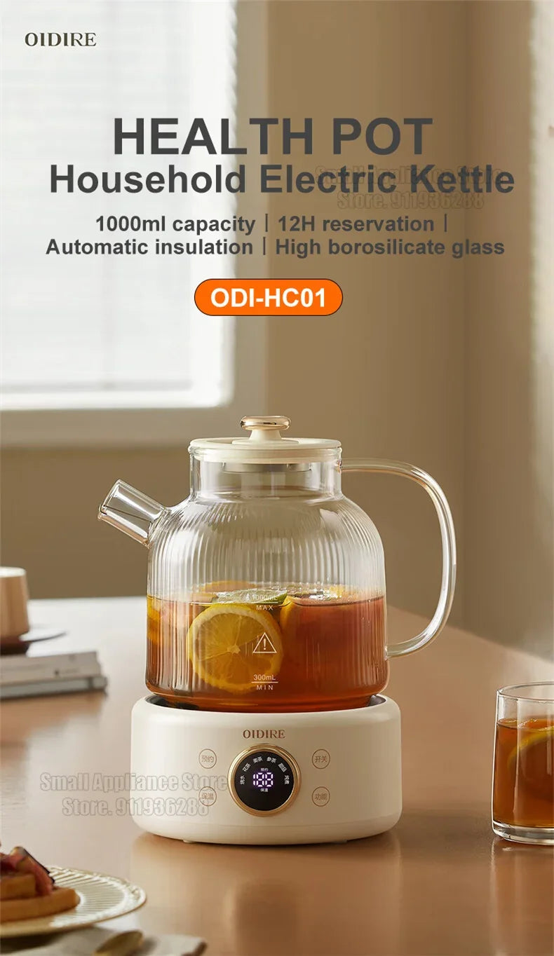OIDIRE 220v Glass Electric Kettle Health Preserving Pot Tea Maker With Filter Reservation Temperature Adjustable Multi Cooker