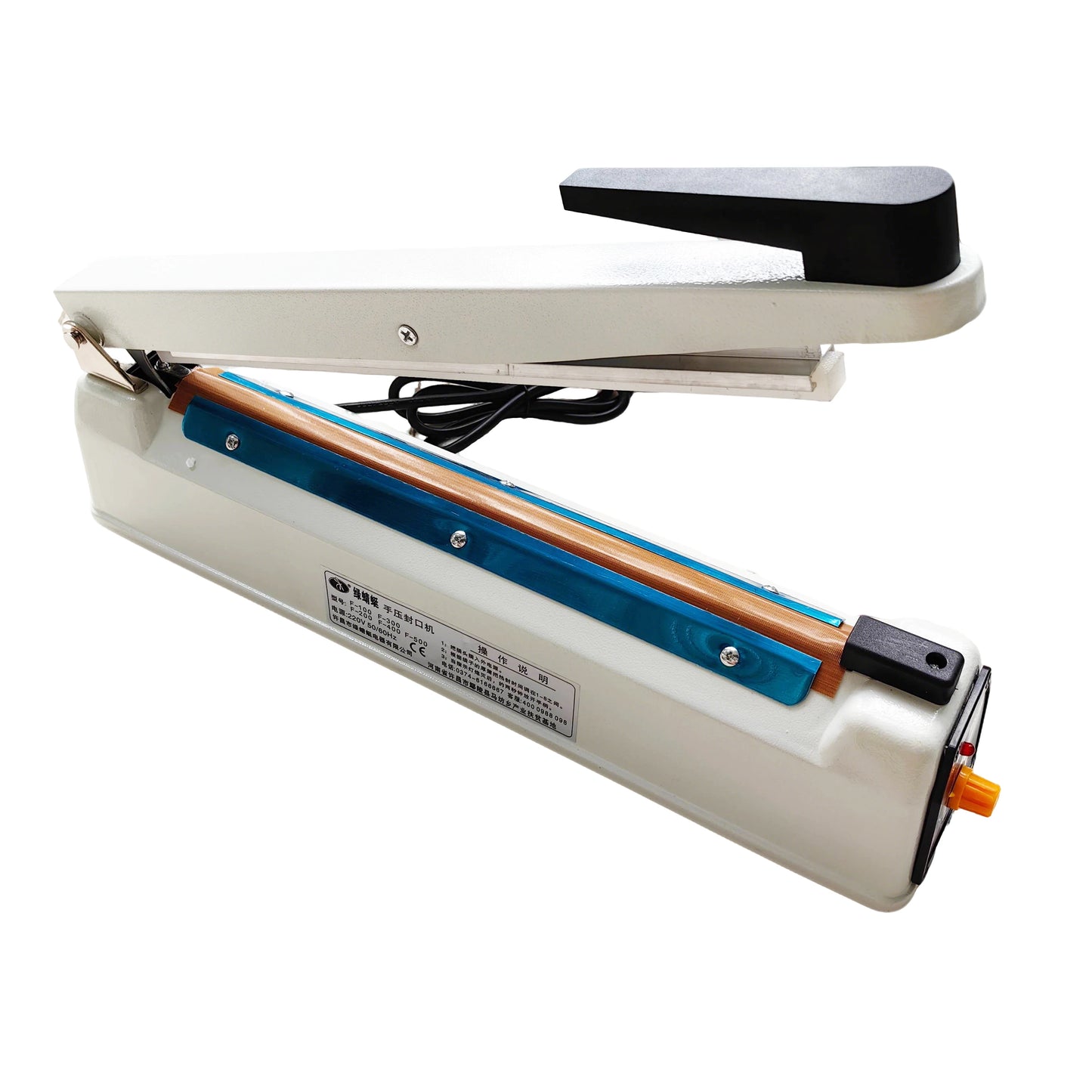 40mm 8mm width Impulse Sealing Machine Electric Heat Hand Press Sealer With code Food Plastic Bag Sealer Metal Case