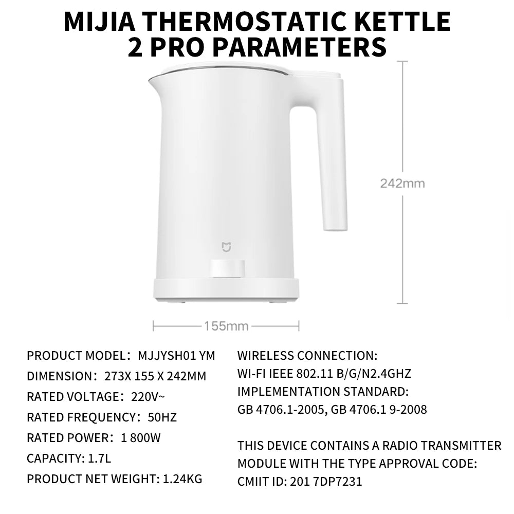 NEW MIJIA Smart Kettle 2 Pro Electric Kettles Kitchen Appliances LED Display 24H Intelligent Temperature Constant samovar