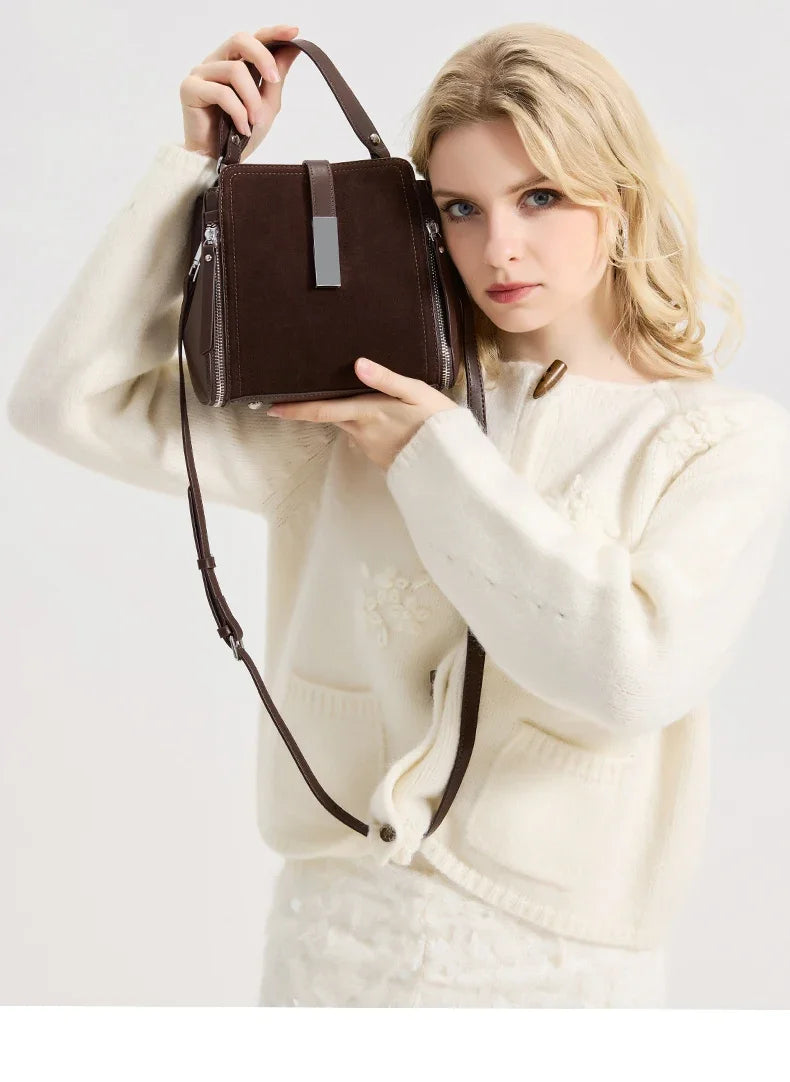 Winter Vintage Suede Leather Women’s Bag – Luxury Cowhide Design Elegant shoulder and crossbody handbag with a timeless vintage look. Soft, durable, and perfect for stylish winter wear.
