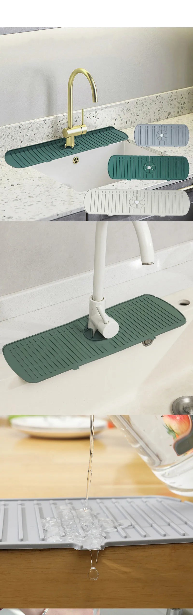 Silicone Faucet Drain Pad Kitchen Household Anti-Splash Non-Slip Faucet Pad Dry Foldable Washing Countertop Soap Non-Slip Pad