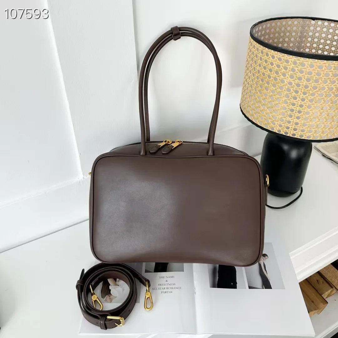Luxury Genuine Leather Women’s Shoulder Bag Designer-style crossbody made from premium cowhide. Available in black, brown, and coffee colors with a spacious, elegant design for everyday use.