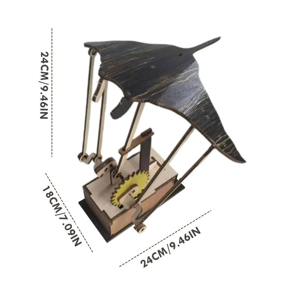 Artisan Wooden Manta Ray Automaton – Handcrafted Kinetic Décor Hand-cranked mechanical design with a DIY puzzle build. Unique ocean-inspired ornament perfect for display or gifting.