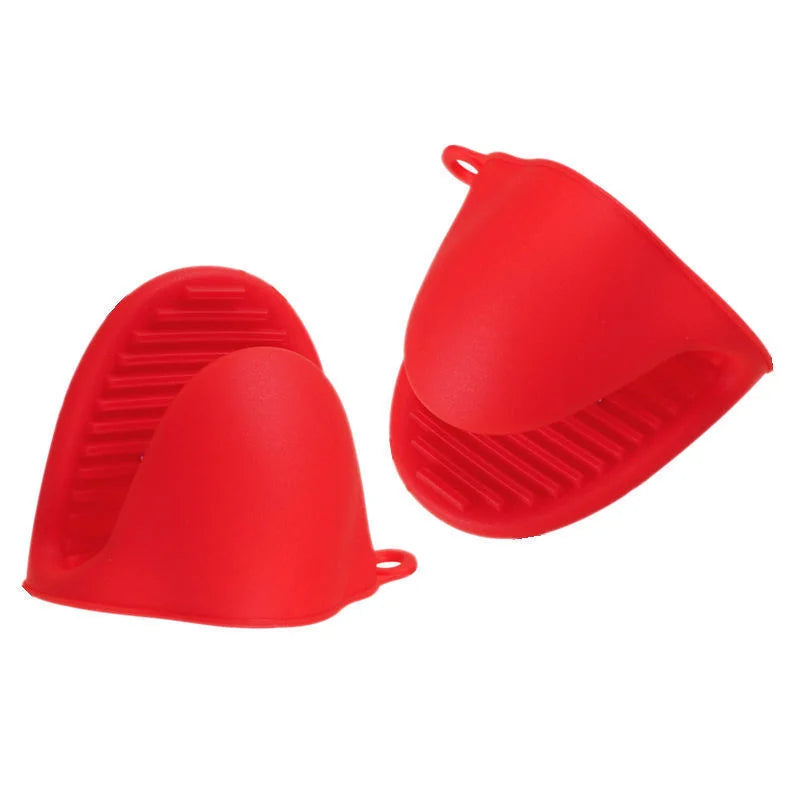 2pcs Mini Oven Gloves Silicone Heat Resistant Cooking Gloves Insulated Non-slip Gloves Clip Pot Rack Cooking Oven Gloves
