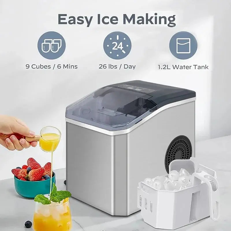 Electric Ice Maker 220 V for Bar Home Kitchen Office Bullet cylindrical Cube Maker via Scoop Automatic Mini Ice Making Machine