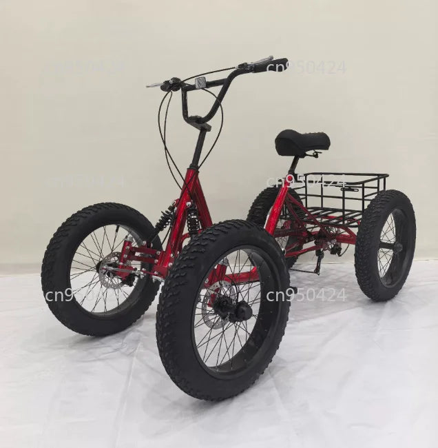 20inch cargo bike fat tire 4 wheel bicycle pedal four wheeler can be used as cargo for city travel with storage basket bicicleta