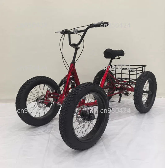 20inch cargo bike fat tire 4 wheel bicycle pedal four wheeler can be used as cargo for city travel with storage basket bicicleta
