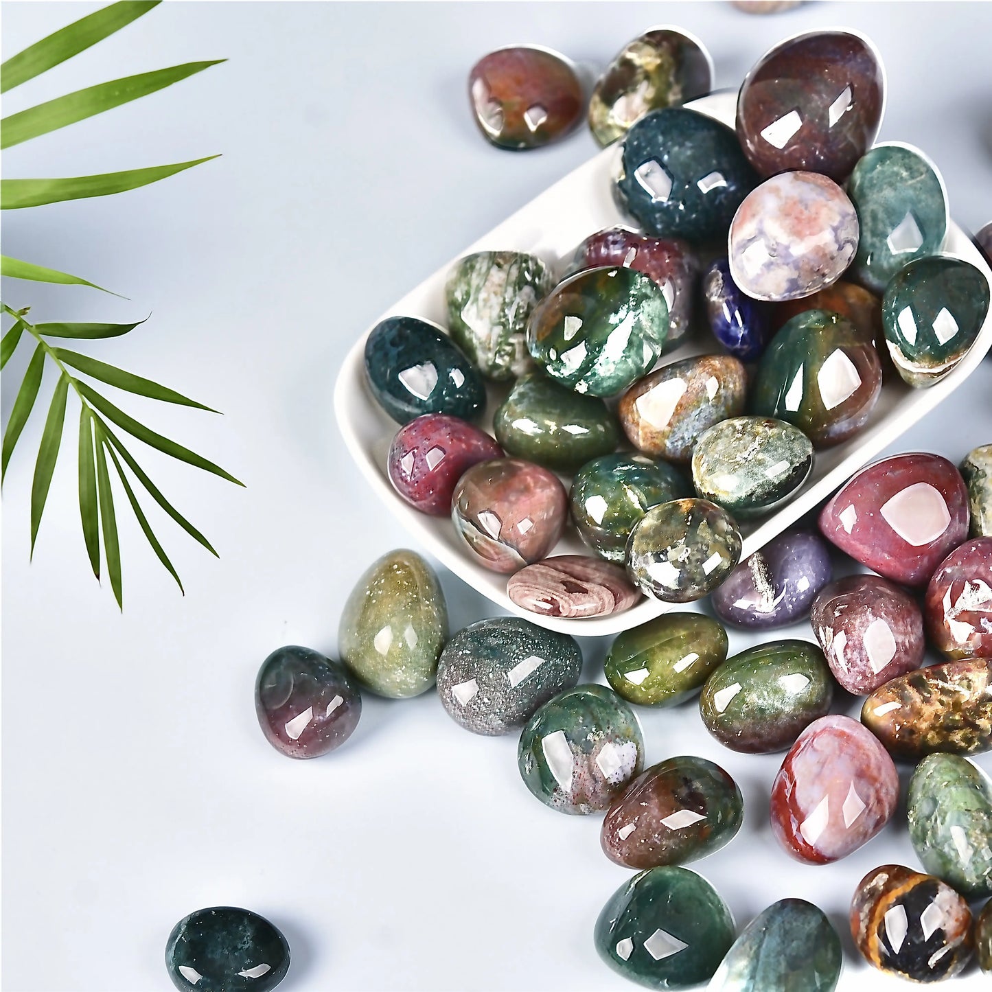 1.76oz Pure Natural Ocean Jasper Rolling Large Particle Flower Pot Fish Tank Decorative DIY Aromatherapy Diffuser Healer