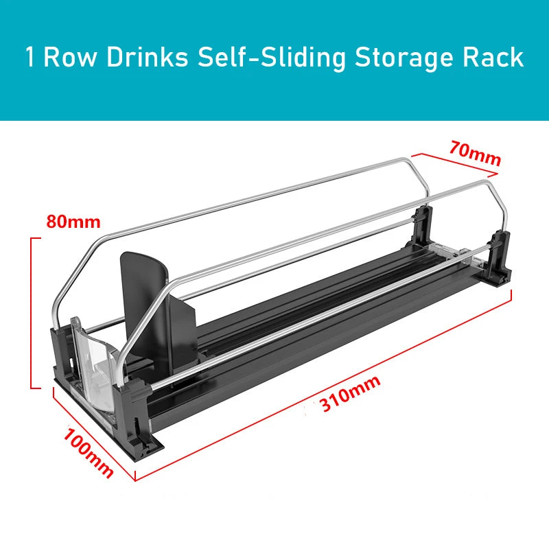 Drinks Self-Sliding Storage Rack Refrigerator Drink Organizer Soda Kola Beer Can Dispenser Adjustable Width Kitchen Organizer