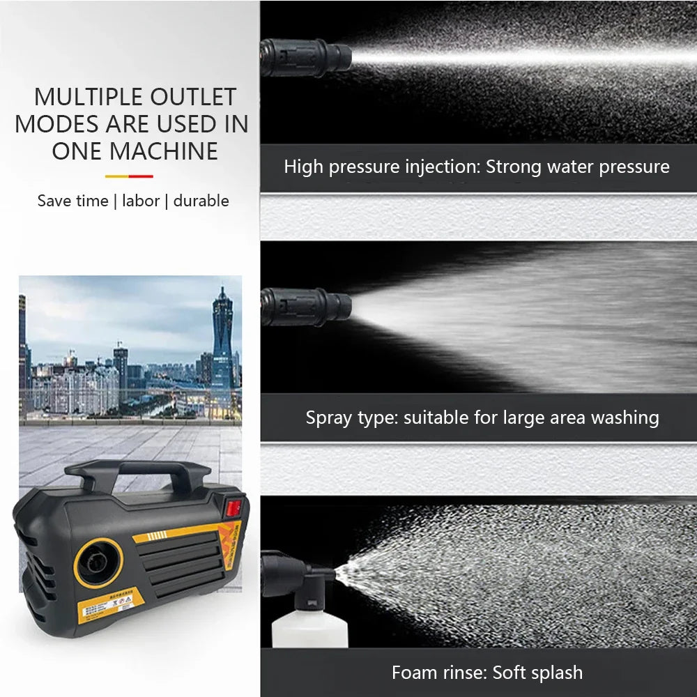 3000W Electric Pressure Washer High Power 220V/110V Car Wash Gun Home Garden Cleaning Tool with Adjustable Nozzle