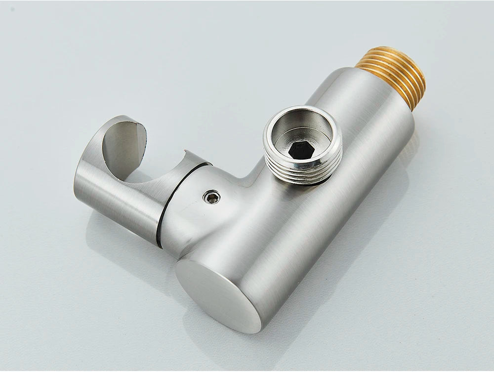 Poiqihy Chrome Shower Head Holder Handheld Shower Spray Bracket Wall Mounted Bidet Sprayer Holder Concealed Faucet Accessory