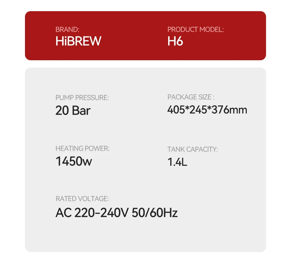 HiBREW 6 in 1 Multiple Capsule Coffee Machine Hot/Cold DG Cappuccino Nes Small Capsule ESE Pod Ground Coffee Cafeteria 20Bar H6