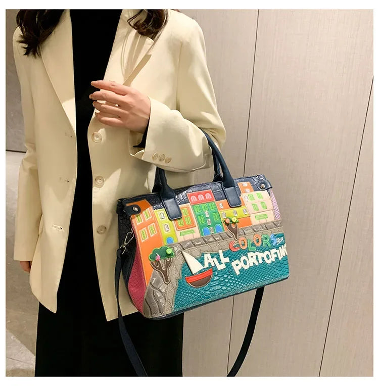 High-Quality Women’s Shoulder Bag Fashion.Features creative 3D embroidery design with a youthful, stylish look. Versatile crossbody bag perfect for everyday wear.