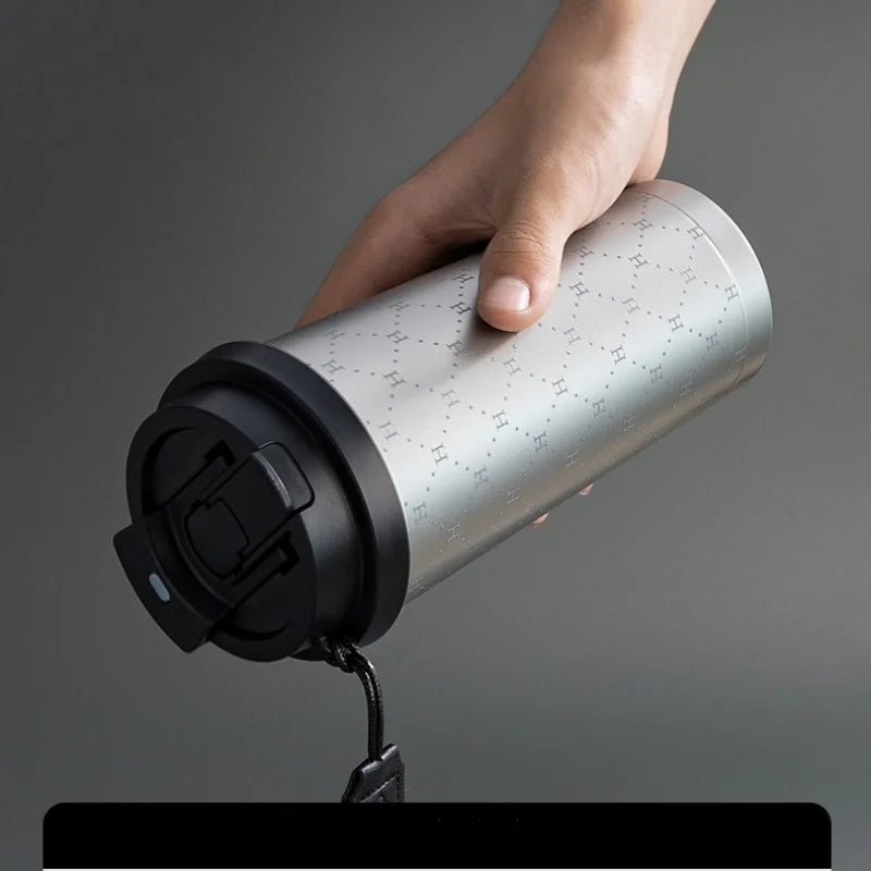 Insulated Coffee Mug with Ceramic Coating Travel Mug with Leak-proof Straw Lid Vacuum Double-wall Tumbler Thermal Cup Keep Cold