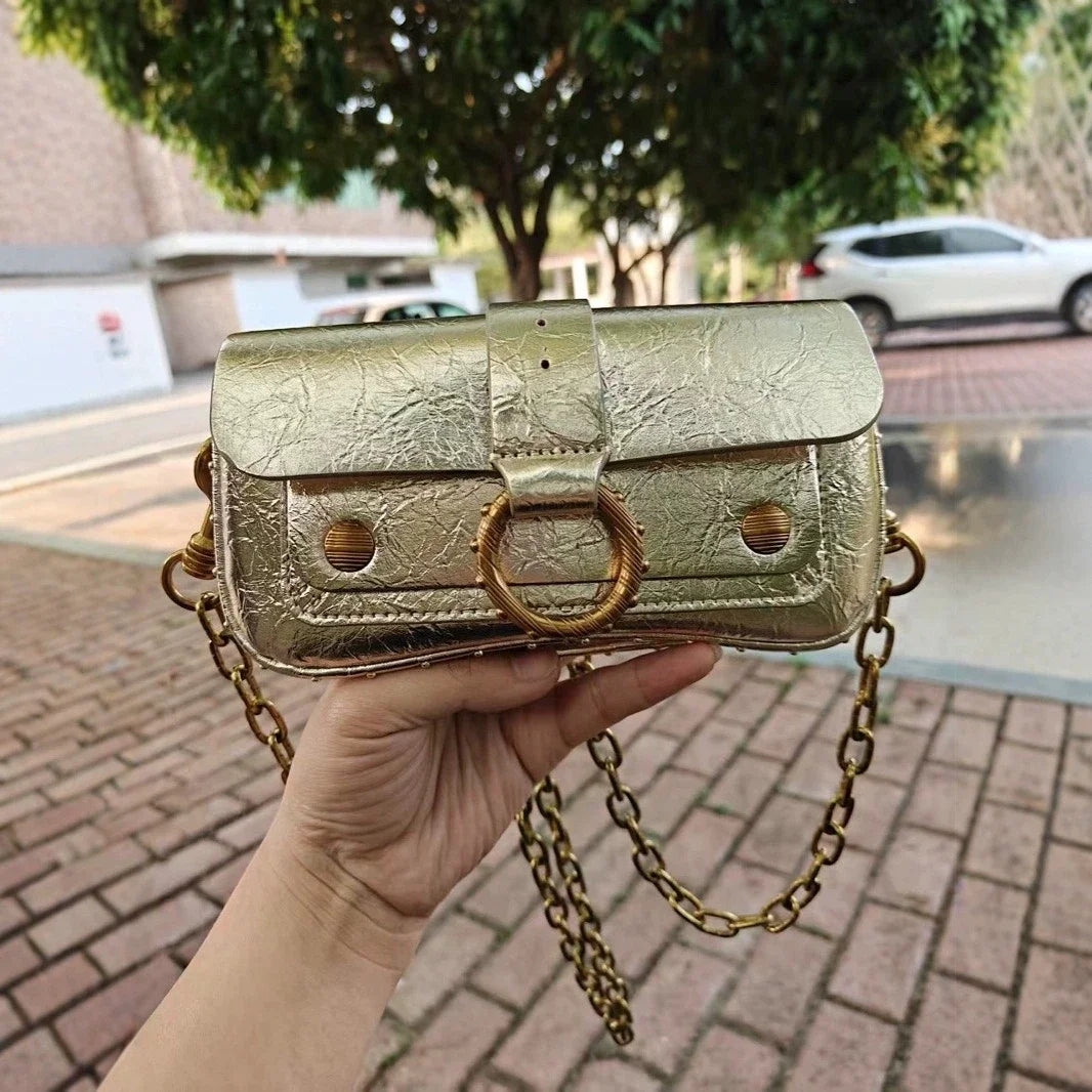 Multi-Color French Design Mini Waist Bag Classic Rivet Style Chic round design with a simple, versatile look. Compact and stylish, perfect for everyday wear.
