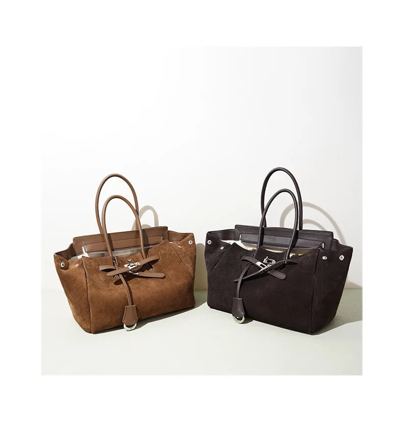 Early Autumn Retro Suede Tote Bag Women's New Versatile Single oulder Bag Commuter Bag Handbag for Outdoor Use