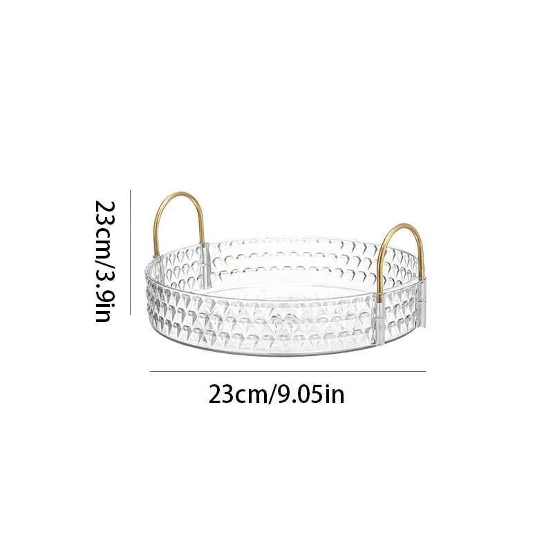 360° Rotating Cosmetic Organizer – 3-Tier Design Transparent diamond pattern rack with smooth rotation. Stylish, space-saving storage for bathroom or vanity essentials.