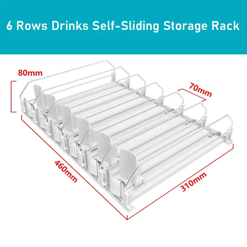 Drinks Self-Sliding Storage Rack Refrigerator Drink Organizer Soda Kola Beer Can Dispenser Adjustable Width Kitchen Organizer