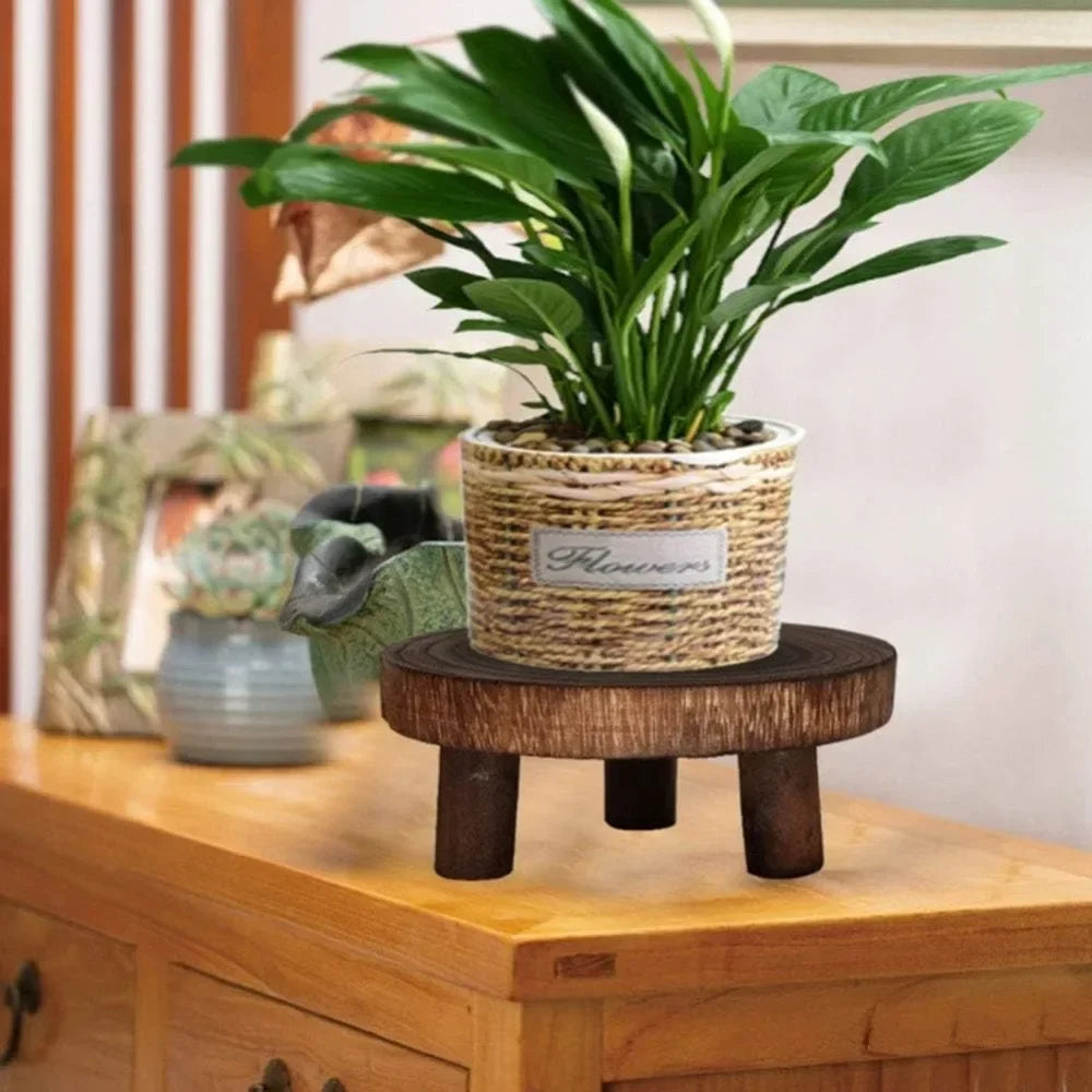 Wooden Plant  Flower Pot Base Holder Stool For Indoor Outdoor Flower Pot Stand Free Standing Bonsai Holder Home Balcony14*9*6CM