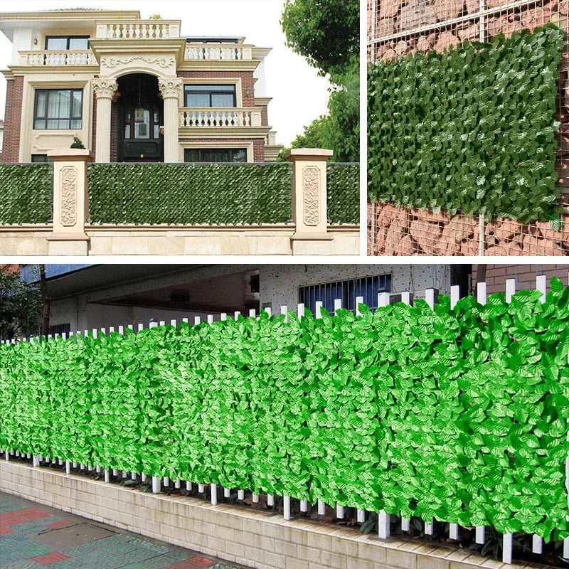 Artificial Leaf Privacy Fence Screen  Fake Hedge Panels Balcony Screen Ivy Leaves Fence Screen for Wall Garden Patio Decor