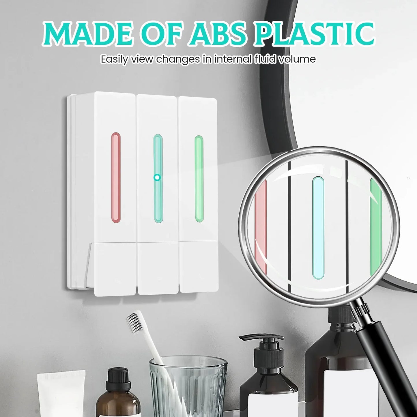 400ML Soap Dispenser Wall Mounted 3 Chamber Shower Soap Dispenser Adhesive Shampoo Conditioner Dispenser Bathroom Accessories