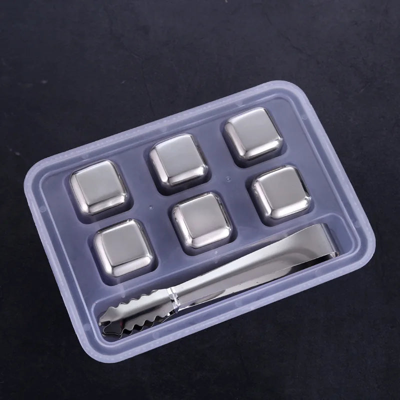 4/6/8 Pcs Stainless Steel Ice Cubes Set Reusable Chilling Stones for Whiskey Wine Wine Cooling Cube Chilling Rock Party Bar Tool