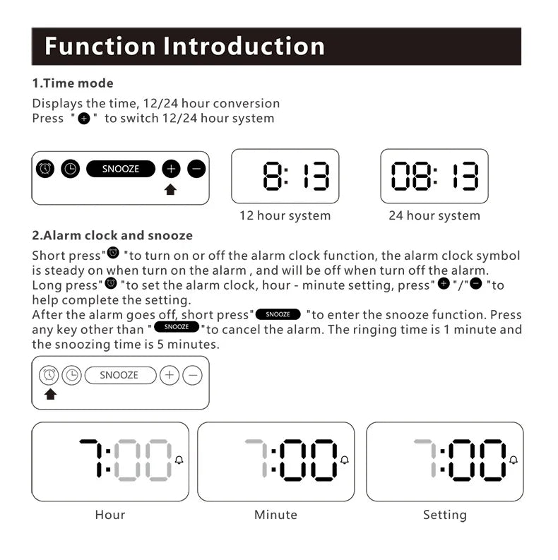 Multifunctional alarm clock with night light, wireless charging clock, holiday couple gift, three brightness adjustment clock