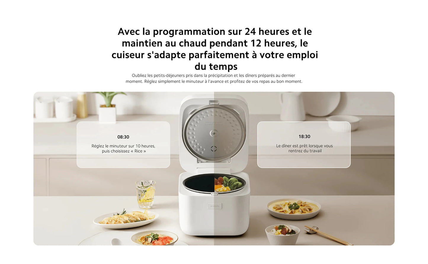 [Official] Xiaomi Multifunctional Rice Cooker 4L ultra-fast cooking Rice in 30 minutes, high heating power of 860 W, 10 menus functions, 24-hour programming