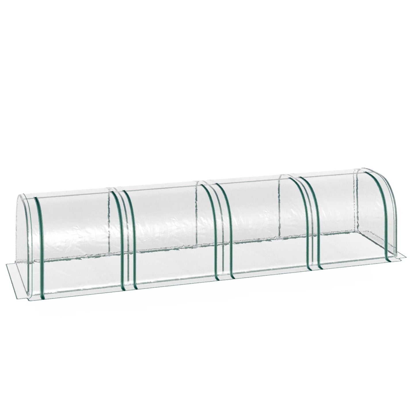 Outsunny Greenhouse With 4 Windows With Zipper, Steel Frame, Robust Tarpaulin, Transparent, 395 X 100 X 80cm