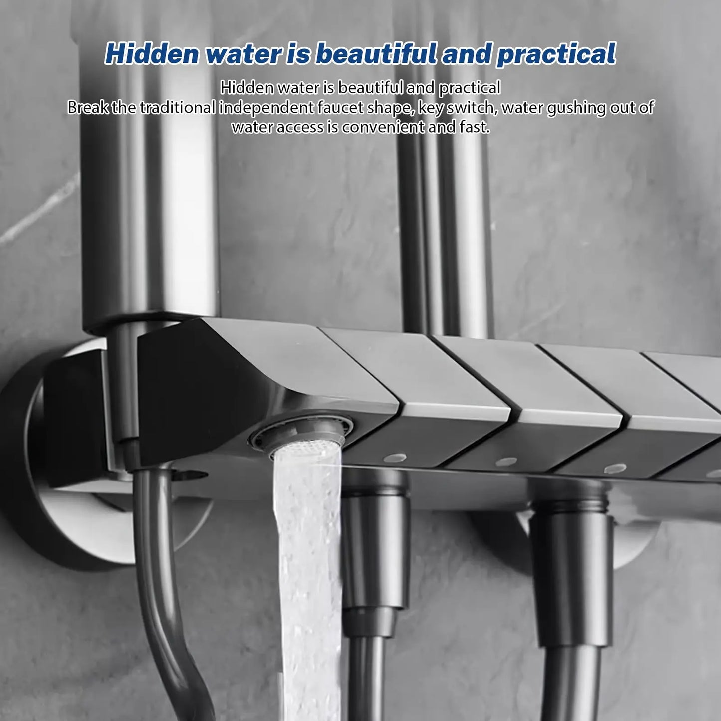 Digital Display Shower Faucet Set Rainfall Bathroom Mixer Tap Grey Bidet Shower System With Ambient Lighting Bathroom Accessorie
