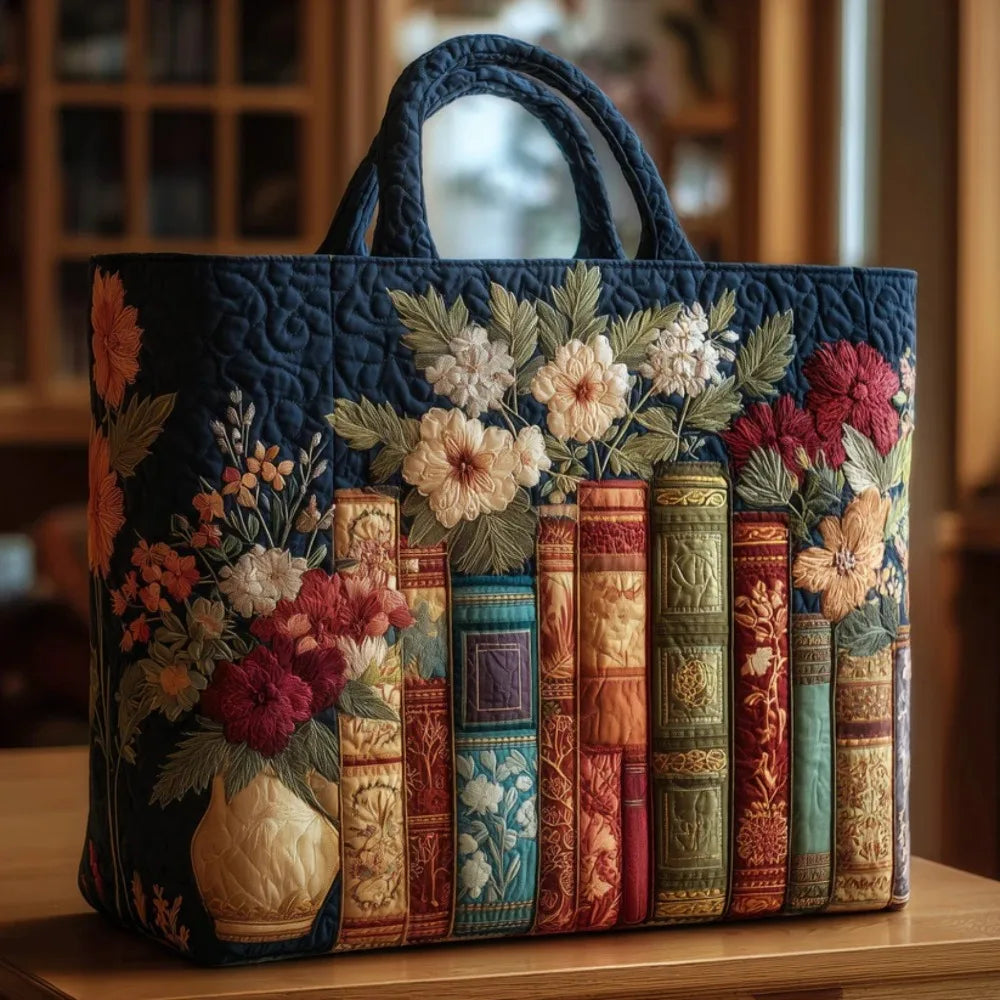 New Cat Pattern Quilted Tote Bag for Women Floral Print Large Capacity Shoulder Tote Bag Soft 3D Shoulder Bag Shopping Bag