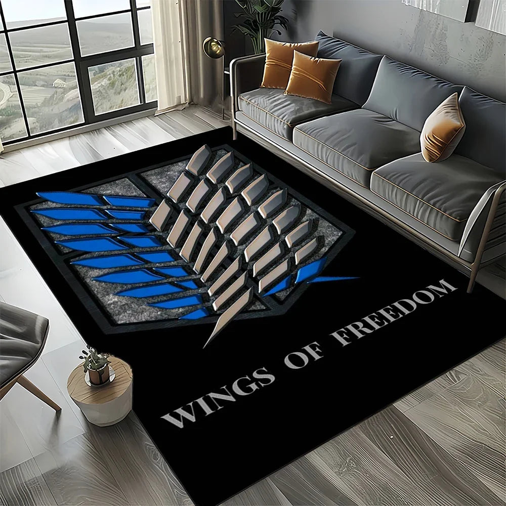 2025 Attack on Titan Eren Anime Cartoon Carpet Rug for Bedroom Living Room Home Sofa Decoration,kids Play Decor Floor Mat Gift