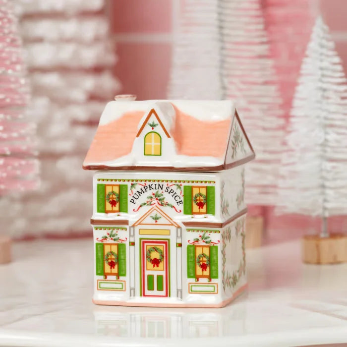 Holiday Village Spice House Set Mini Christmas Gingerbread Houses Jars Festive Decor Kitchen Countertop Christmas Candle
