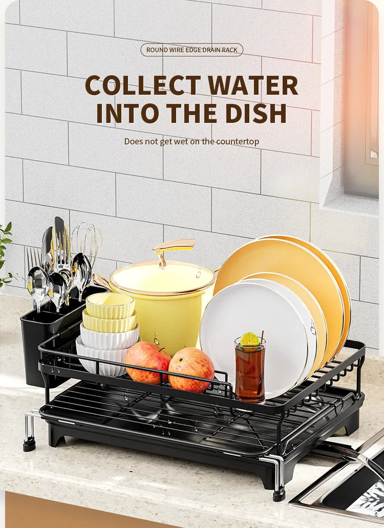 Dish Drying Rack - Extendable Dish Rack, Large Sink Drying Dish Drainer for Kitchen Counter, Stainless Steel Dish Strainer