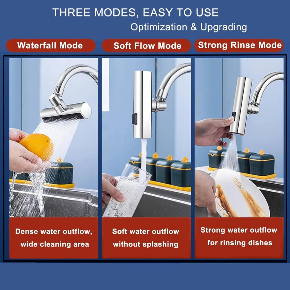 Kitchen Faucet Splash Protector Waterfall Water Outlet Universal Rotary Bubbler Booster Extension Water Nozzle Universal Joint