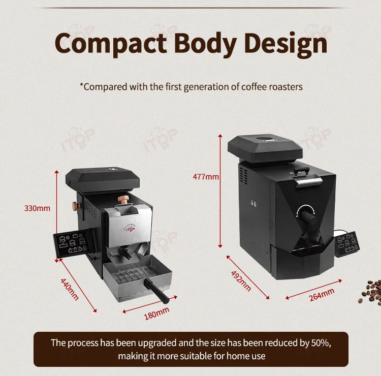 ITOP Coffee Roaster 200g Roasting Capacity for Household Patented Drum Structure and nnovative Agitator Design CBR-3