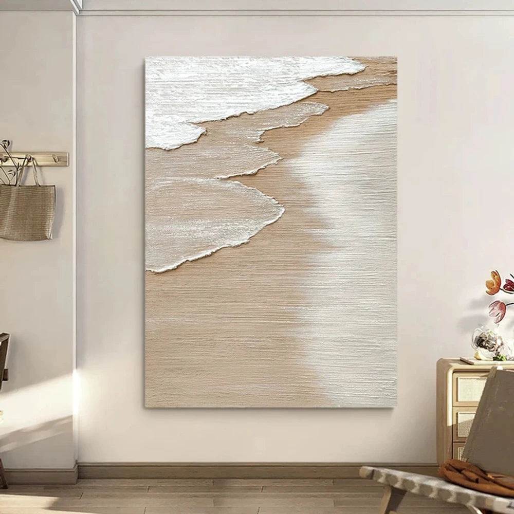 Mintura,Nordic Hand-painted Oil Painting on Canvas,Abstract Seaside Landscape Wall Art Poster,Living Room Office Home Deco Mural