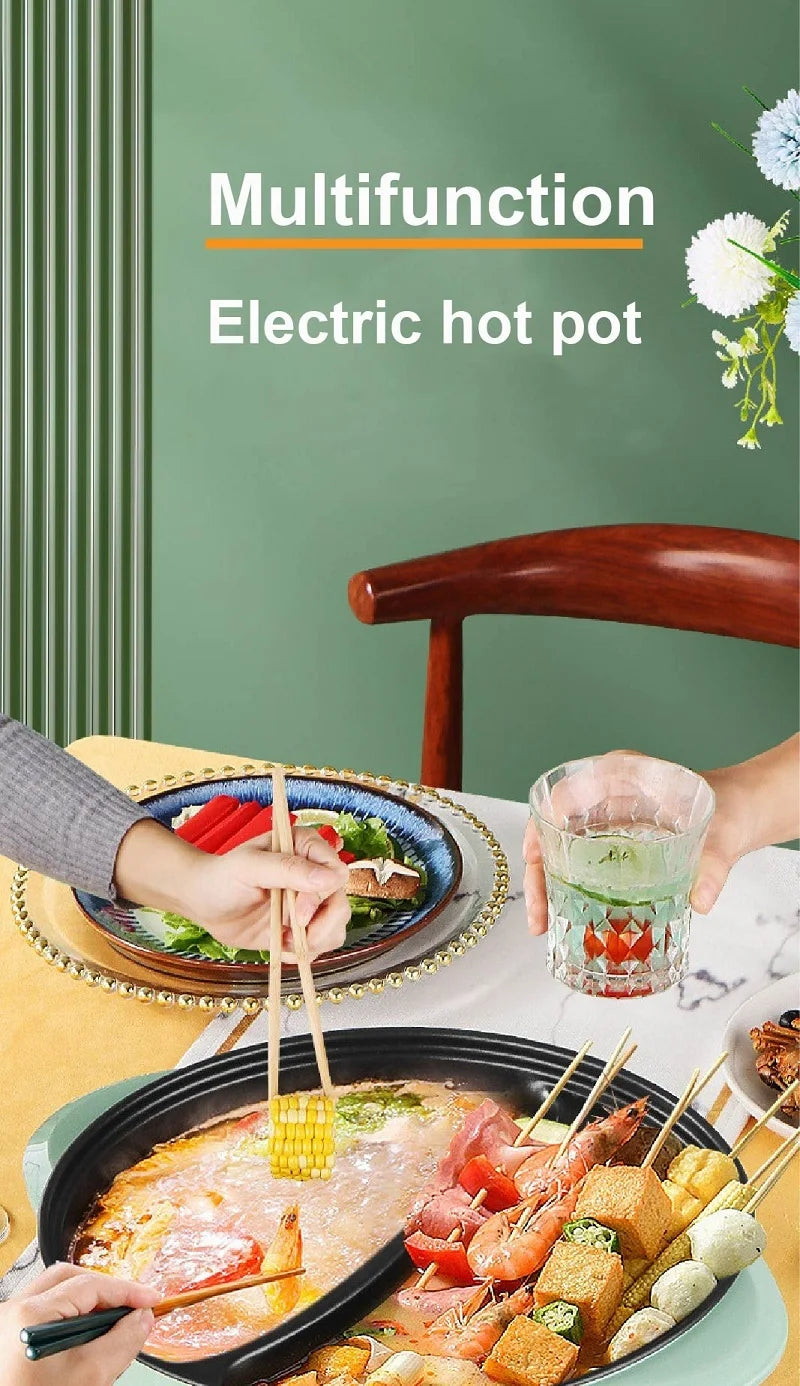 6L Yuanyang Electric Hot Pot Home Multi-function All-In-One Electric Cooking Pot Electric Cook Pot Non-Stick Grill Pan Pot 2000W