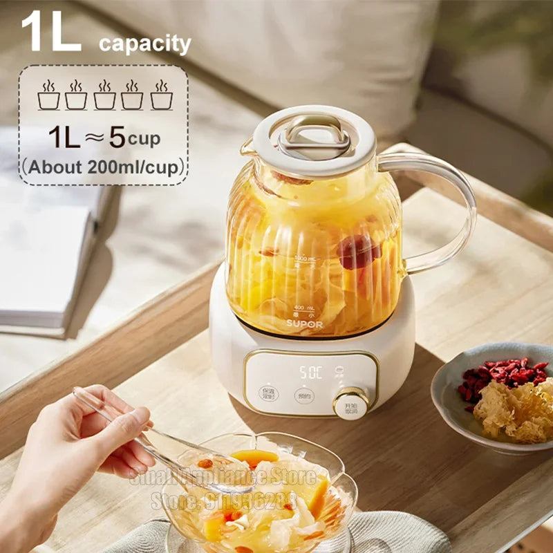 SUPOR 1L Health Pot Glass Electric Kettle 316L Stainless Steel Water Boliler 12H insulation Multifunction Household Teapot 220v