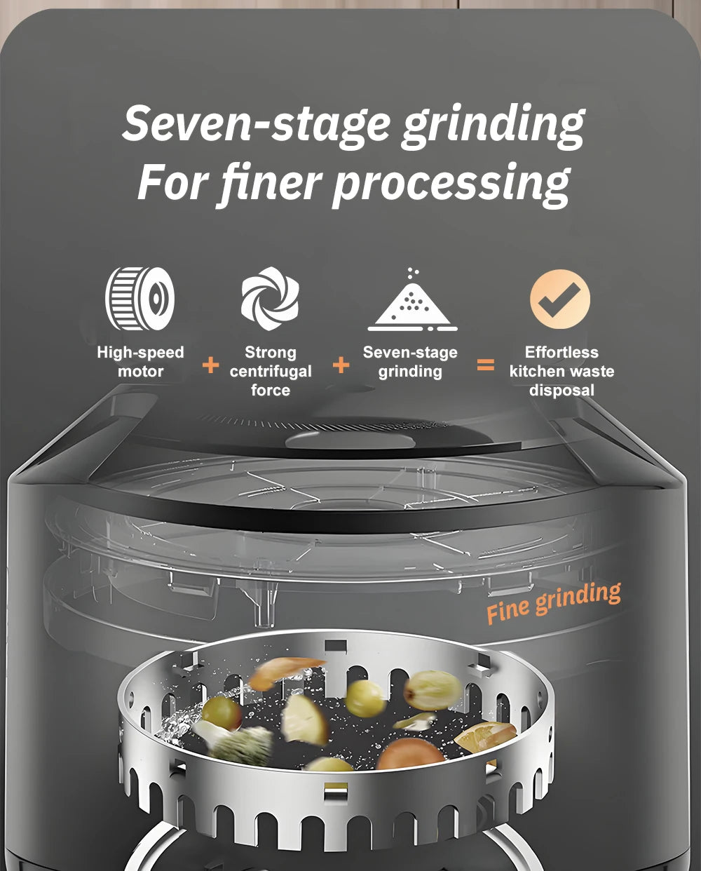 Electric Kitchen Food Waste Disposer – Heavy-Duty Under-sink garbage disposal unit with 220V, 550W power. Efficiently grinds food waste for easy kitchen cleanup.