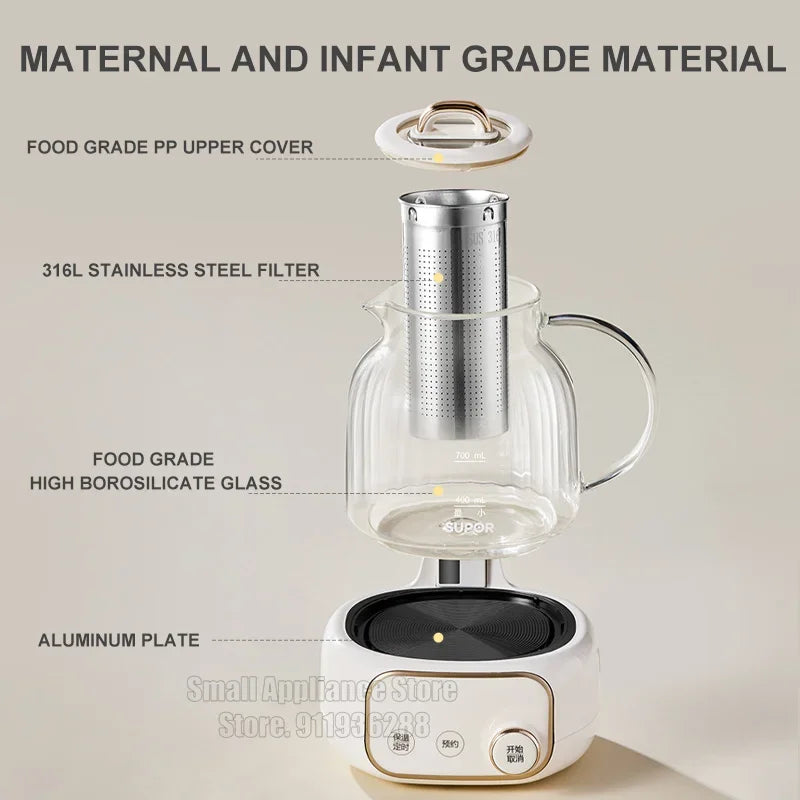 SUPOR 1L Health Pot Glass Electric Kettle 316L Stainless Steel Water Boliler 12H insulation Multifunction Household Teapot 220v
