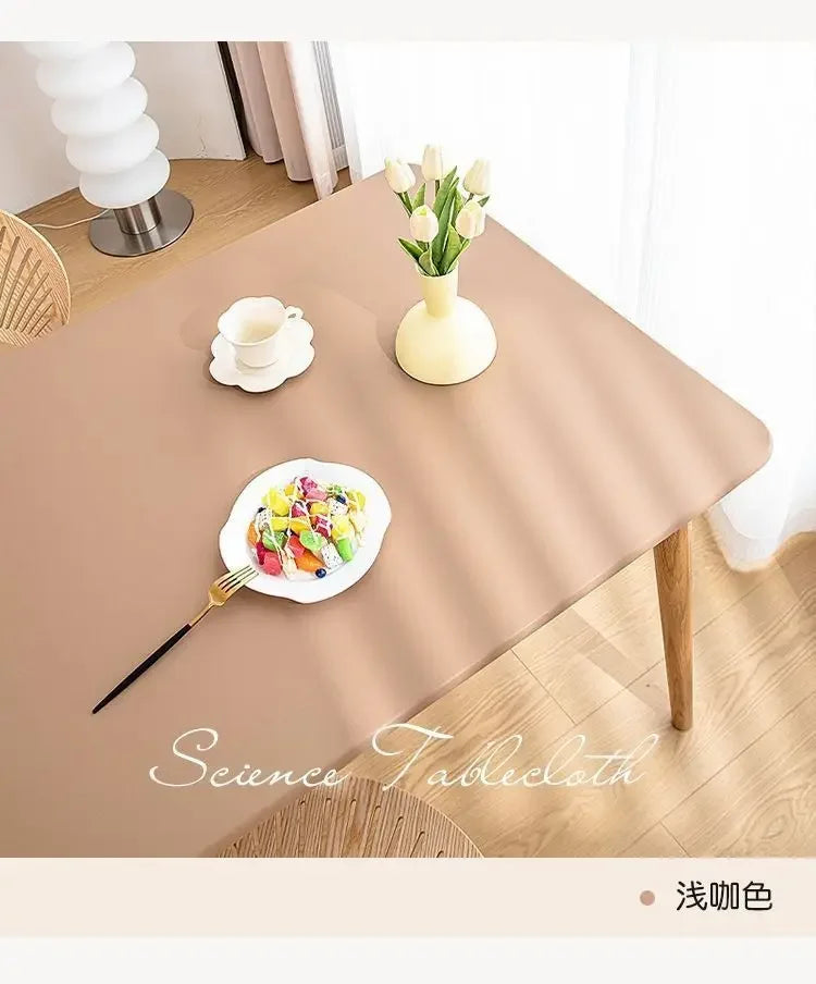 90 x 180cm Leather surface Waterproof Oil-proof Tablecloth Cover for Dining Table Square Surrounded Table Mat Elastic Protection