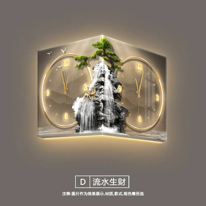 Modern Double Sided Corner Wall Clock Living Room Decoration LED Clock Mural Lamp Restaurant Background Wall Digital Wall Watch