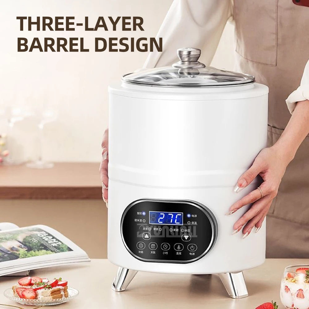 Stainless Steel Yogurt Maker – Large Capacity Features timing and constant temperature control for perfect fermentation. Easy to use and ideal for homemade yogurt.