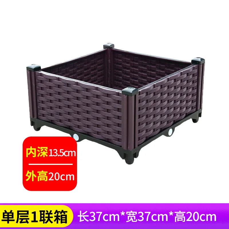 Vegetable Growing Box: Outdoor/Courtyard/Rooftop/Balcony Large Thickened Plastic Planter Trough