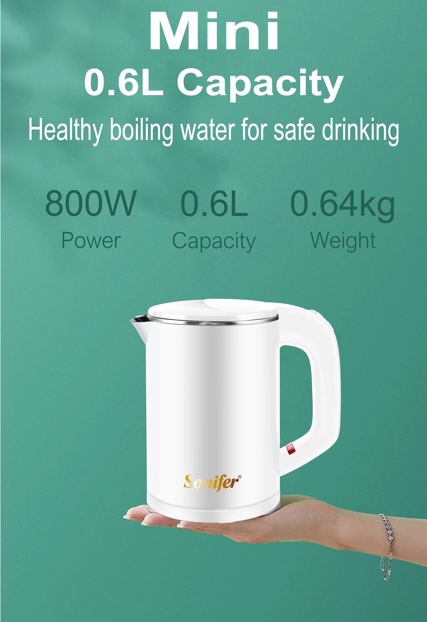 Travel Electric Kettle Tea Coffee 0.6L Mini Stainless Steel Cordless Portable  Kettle 800W For Hotel Family Trip Pot Sonifer