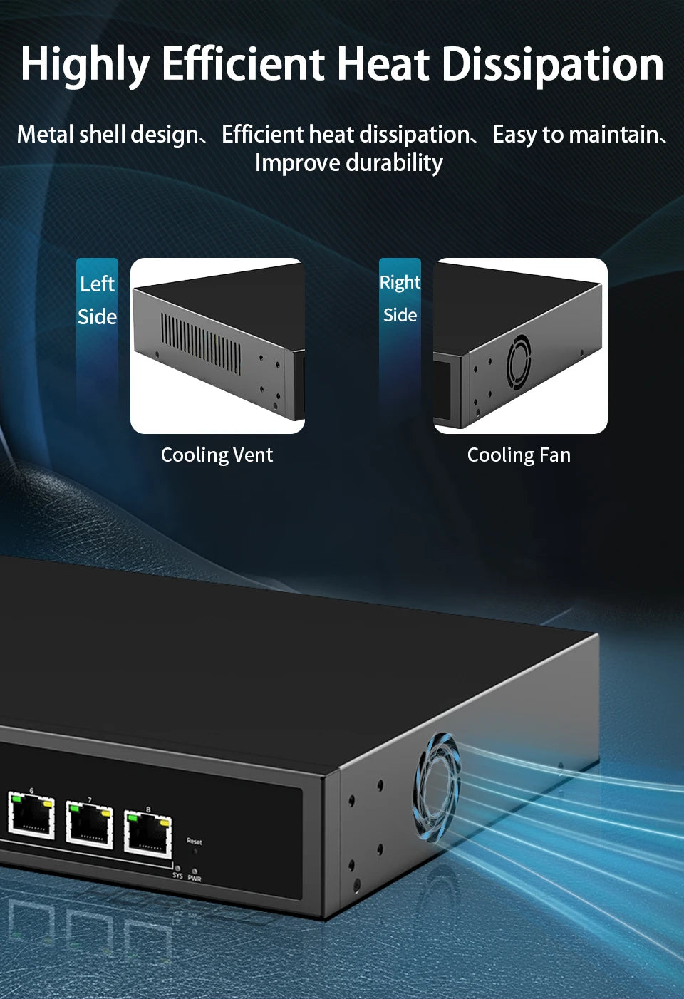 GoodTop 8 Port 10Gb Web Managed Ethernet Switch 10G Network Switch Homelab Network Hub Internet Splitter LACP/VLAN/DHCP Client